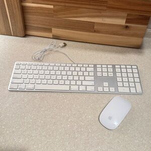 Apple full size Wired Keyboard with Numeric KeyPad + Magic Mouse w/ touchpad